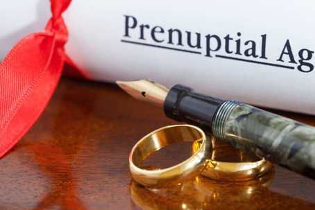 photo of paper with prenuptial agreement on it