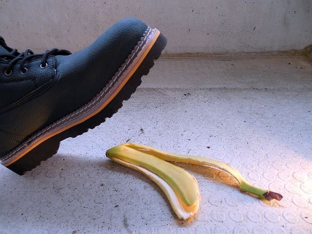 stepping on a banana peel